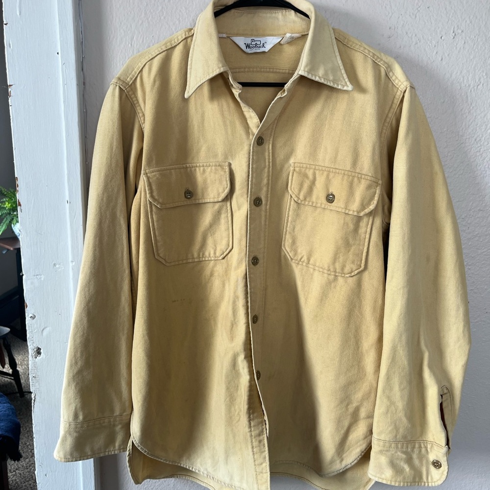 Woolrich Men's Light Tan Button-Front Shirt Jacket